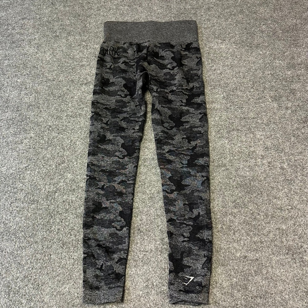 Gymshark Leggings Womens Size XS Black Grey Camo Seamless High Waisted Athletic